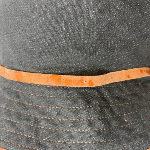 Floppy Sun Hat Black Brown Stitched Cotton Blend Daniele Meucci Made in Italy - Picture 8 of 10